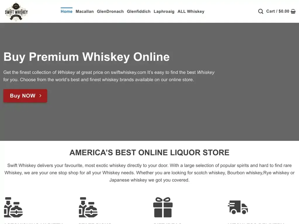 Screenshot of Swiftwhiskeysupply.com taken on Sunday the 28th of January 2024