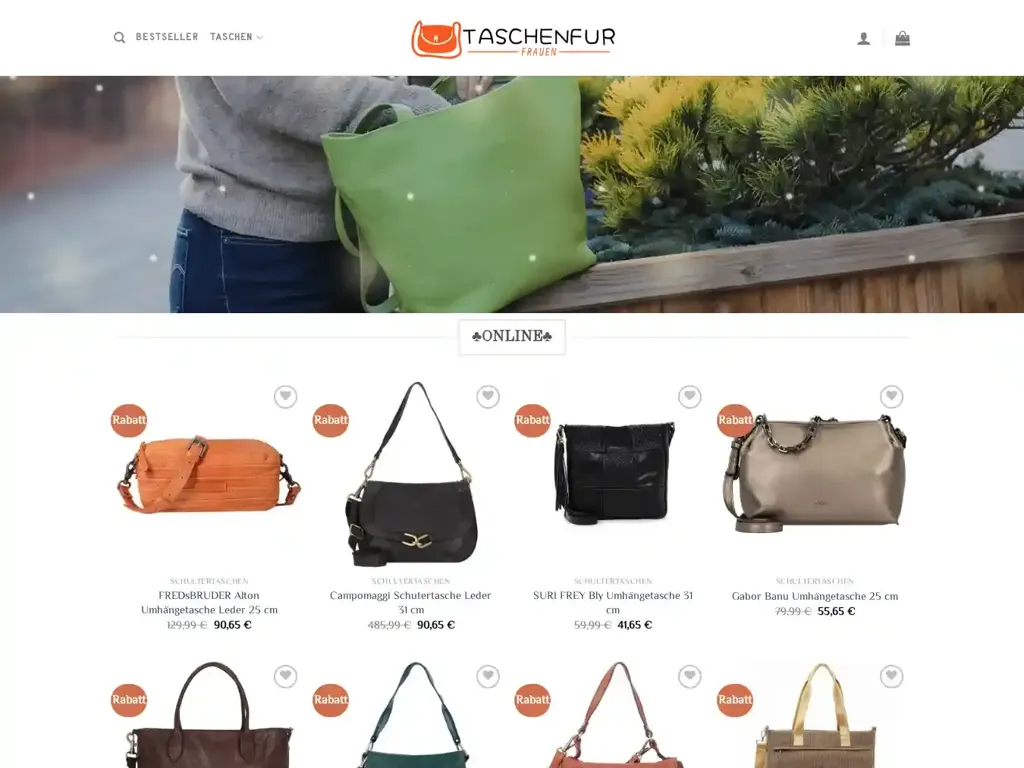 Screenshot of Taschenfurfrauen.com taken on Wednesday the 26th of June 2024