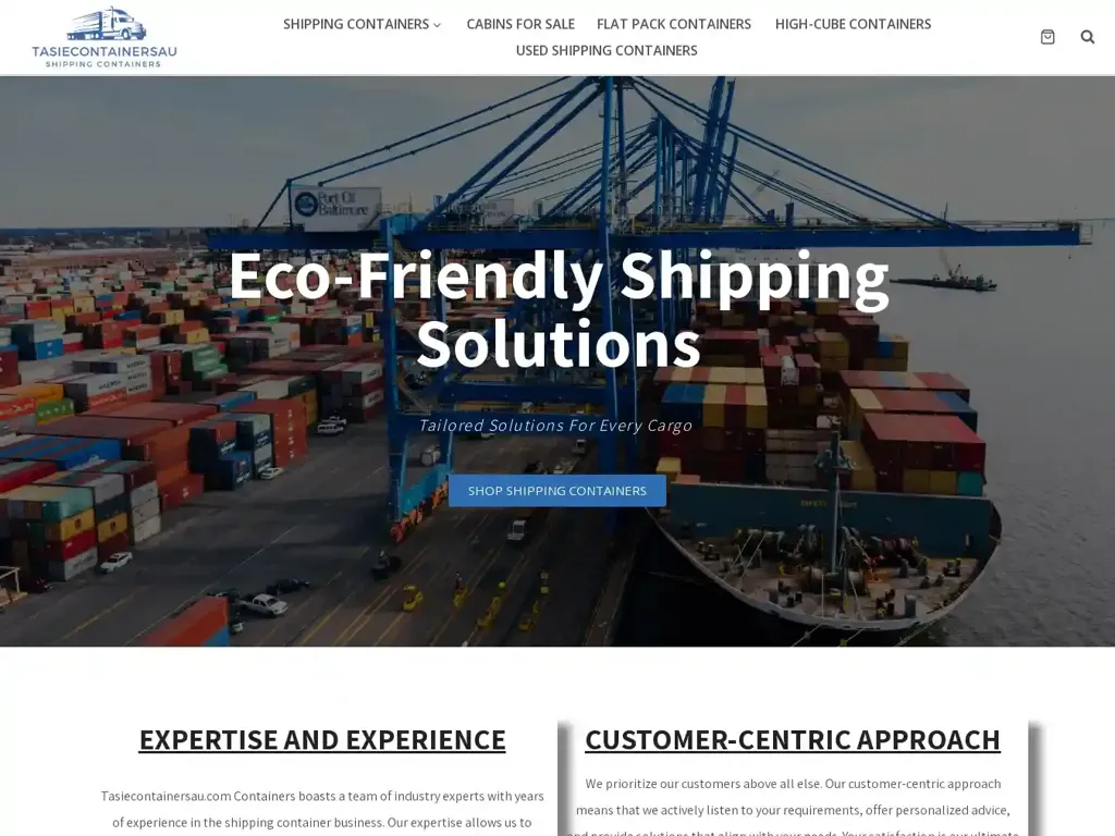 Screenshot of Tasiecontainersau.com taken on Thursday the 10th of October 2024