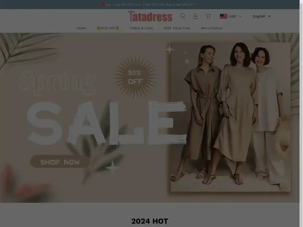 Screenshot of Tatadress.com taken on Tuesday the 7th of May 2024