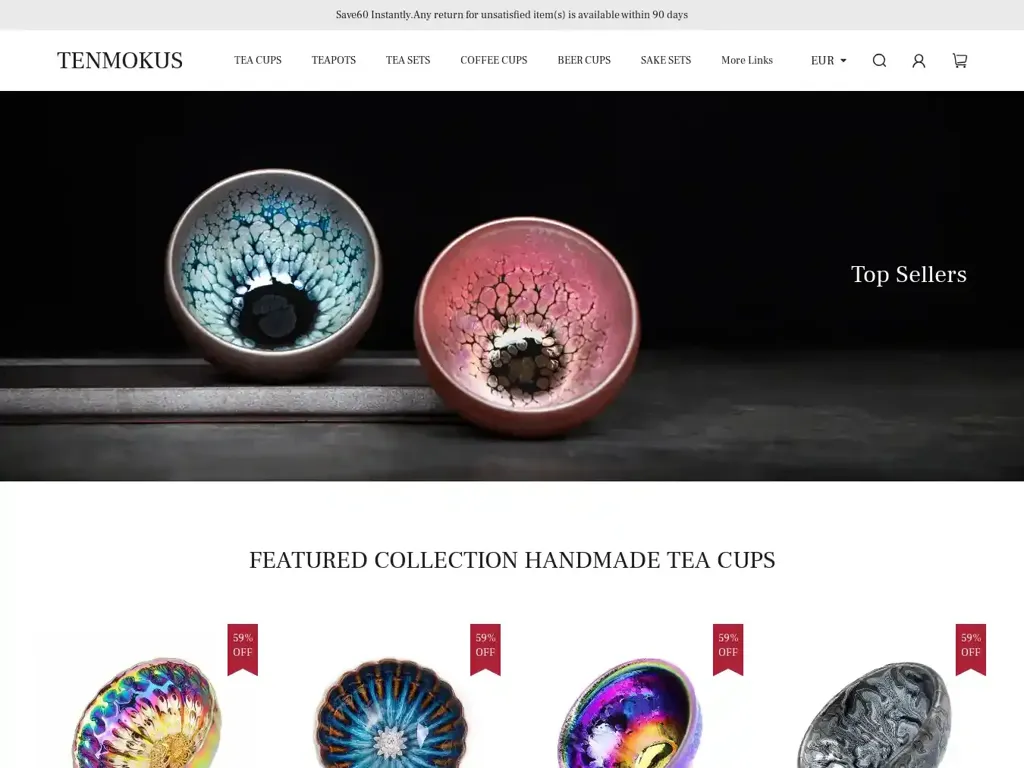 Screenshot of Tenmokus.shop taken on Wednesday the 11th of September 2024