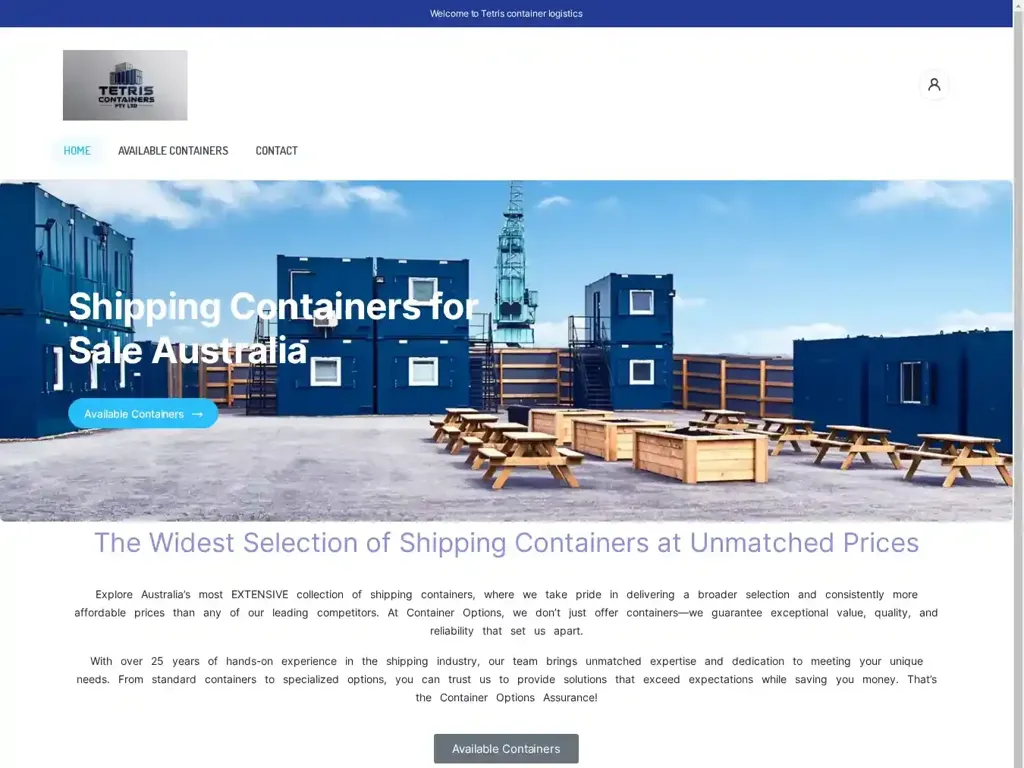 Screenshot of Tetriscontainerlogistics.com taken on Friday the 21st of February 2025