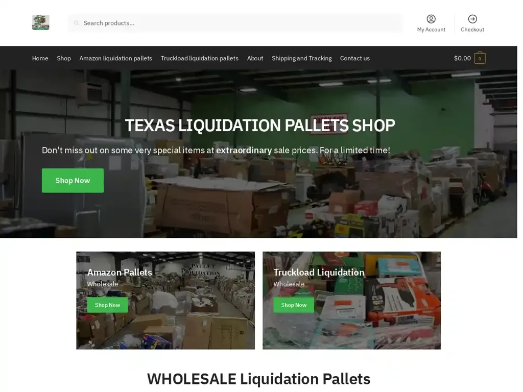 Screenshot of Texasliquidationpallets.com taken on Tuesday the 14th of January 2025