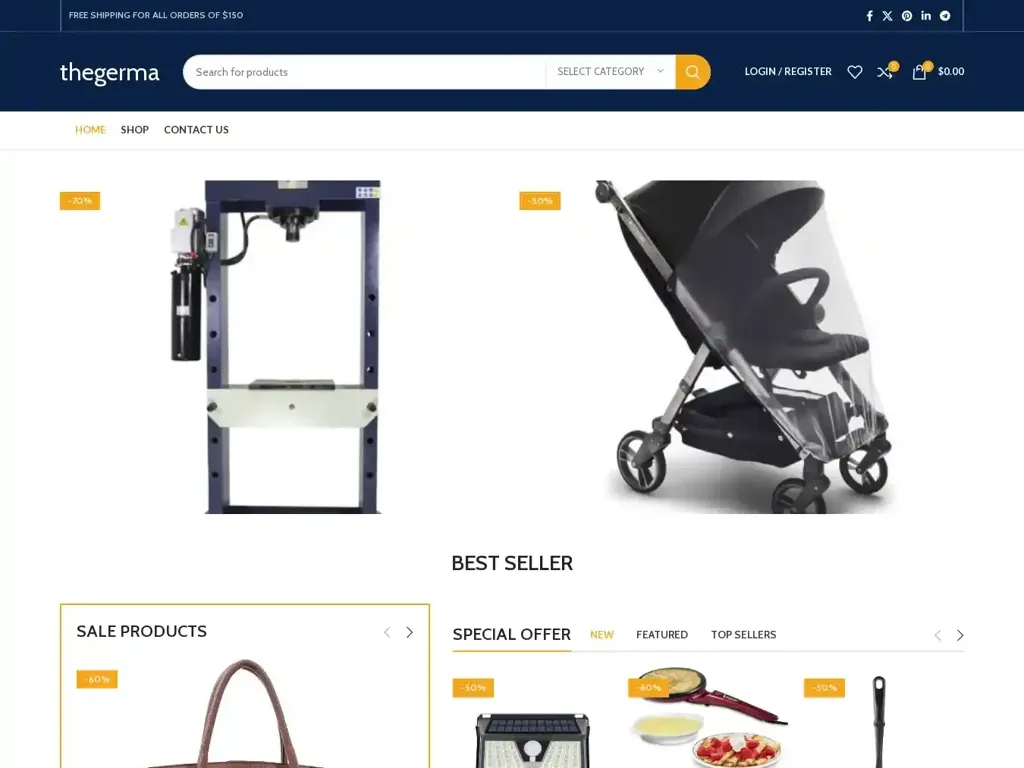 Screenshot of Thegermanoutletn.shop taken on Thursday the 21st of November 2024