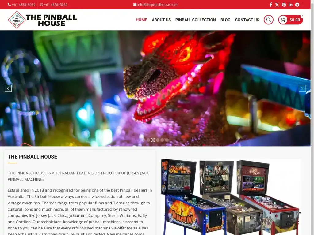 Screenshot of Thepinballhouse.com taken on Tuesday the 7th of May 2024