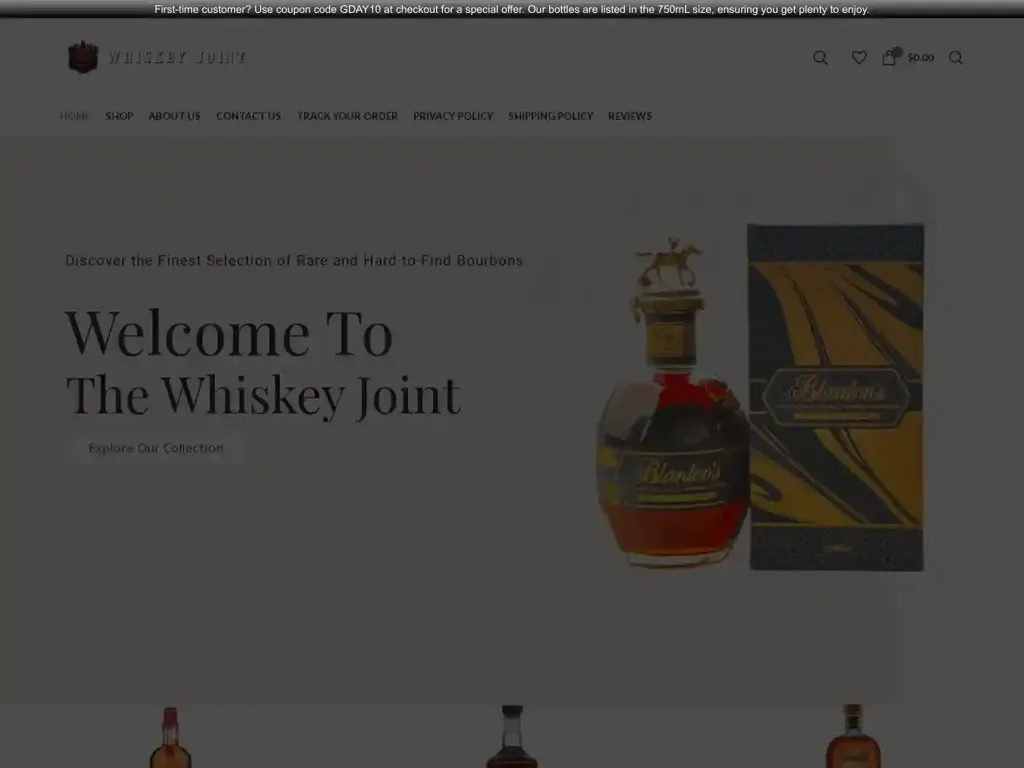 Screenshot of Thewhiskeyjoint.com taken on Tuesday the 16th of January 2024