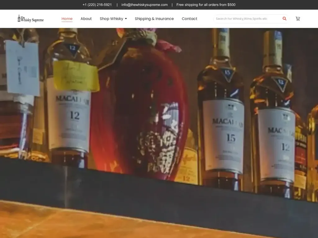 Screenshot of Thewhiskysupreme.com taken on Wednesday the 3rd of January 2024