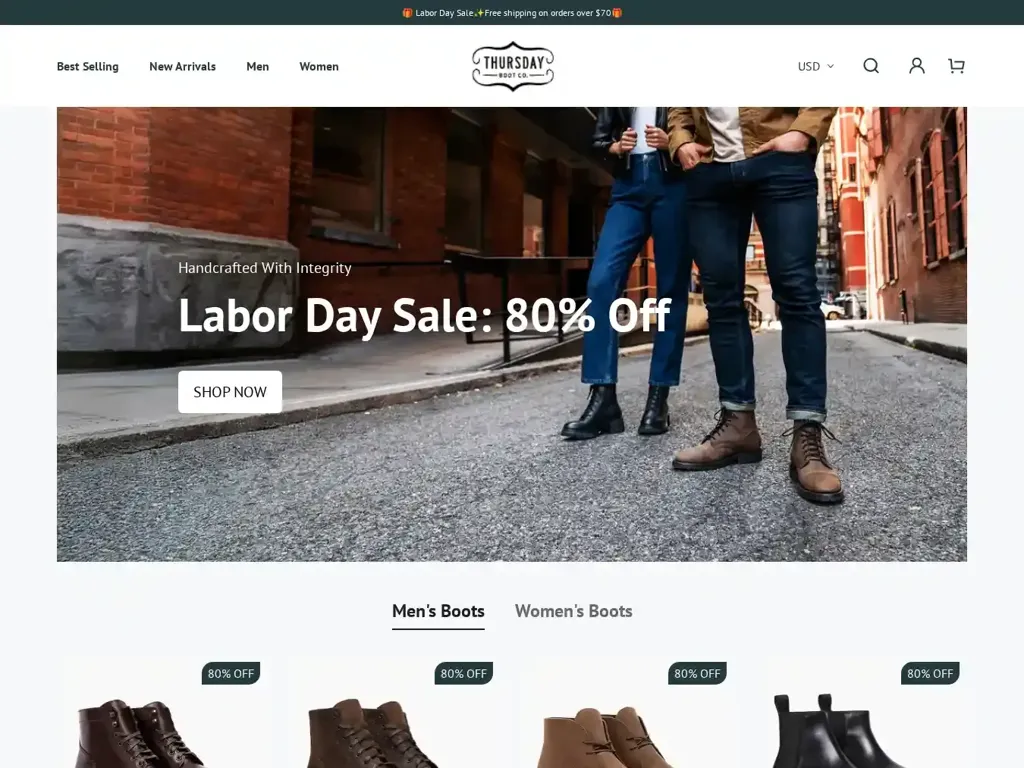 Screenshot of Thursdaybootsvip.com taken on Thursday the 28th of August 2025