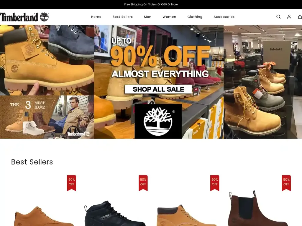 Screenshot of Timberlandofficial.com taken on Friday the 8th of March 2024