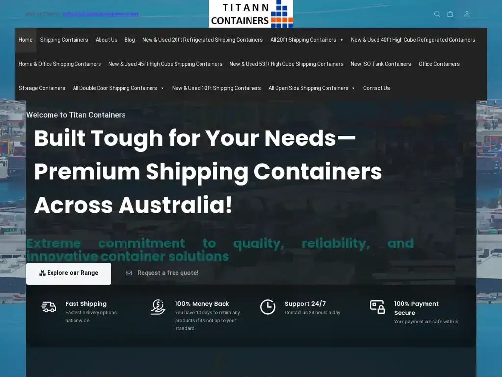 Screenshot of Titanncontainers.com taken on Monday the 9th of December 2024