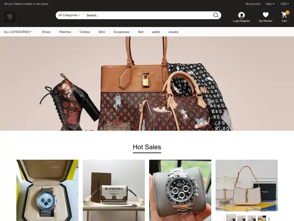 Screenshot of Tjluxury.com taken on Monday the 15th of April 2024