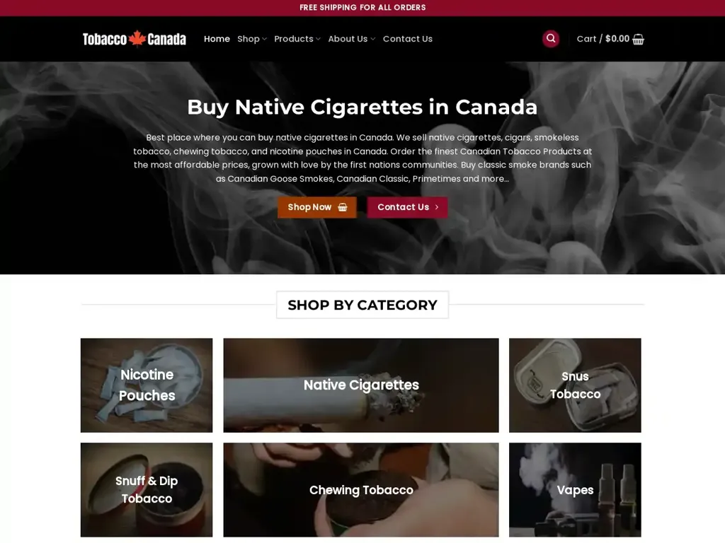 Screenshot of Tobacco-canada.com taken on Sunday the 30th of June 2024