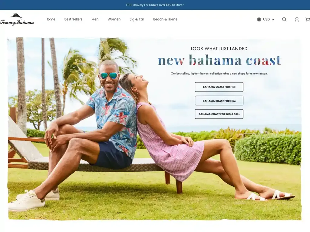 Screenshot of Tommybahama-us.com taken on Thursday the 21st of March 2024