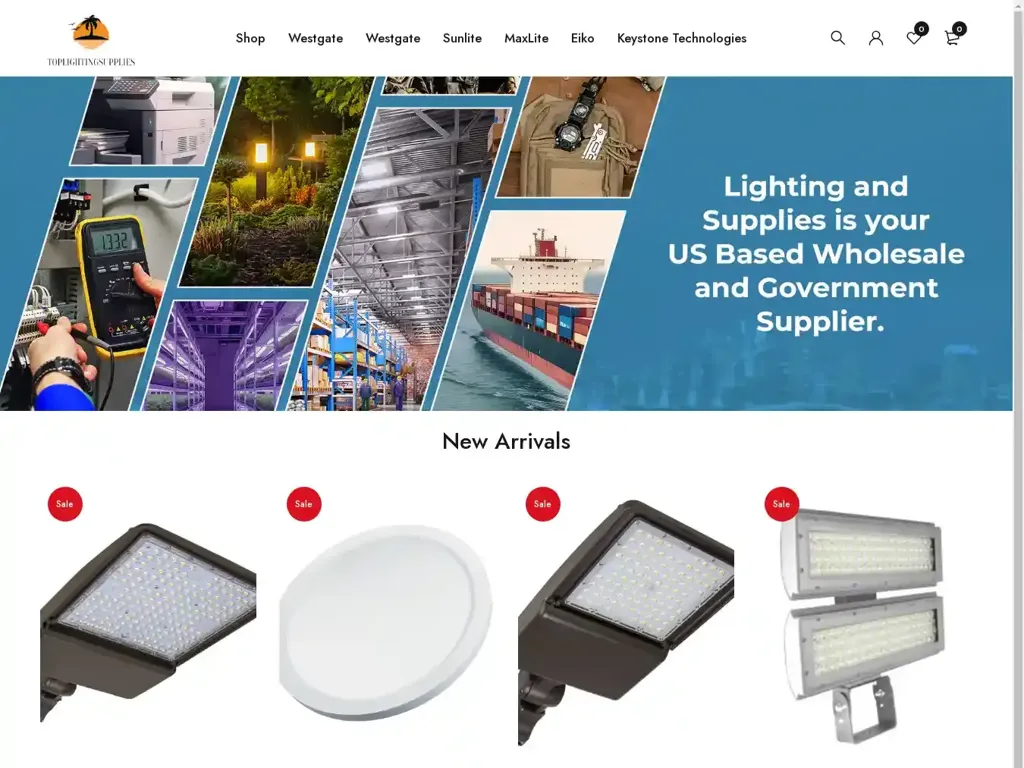 Screenshot of Toplightingsupplies.com taken on Monday the 10th of June 2024