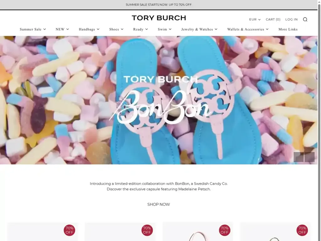 Screenshot of Tory-burch.shop taken on Wednesday the 25th of June 2025