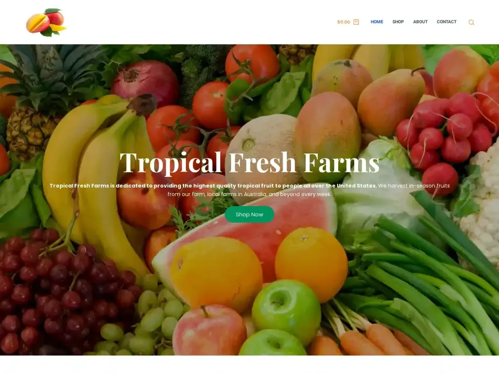 Screenshot of Tropicalfreshfarms.com taken on Thursday the 4th of January 2024