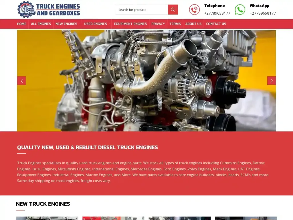 Screenshot of Truckeng.com taken on Thursday the 4th of January 2024
