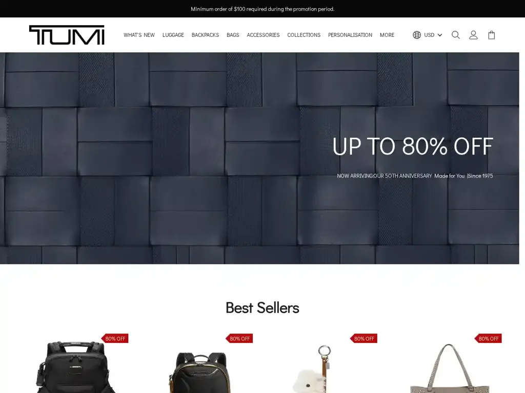 Screenshot of Tumiofficial.shop taken on Saturday the 19th of July 2025