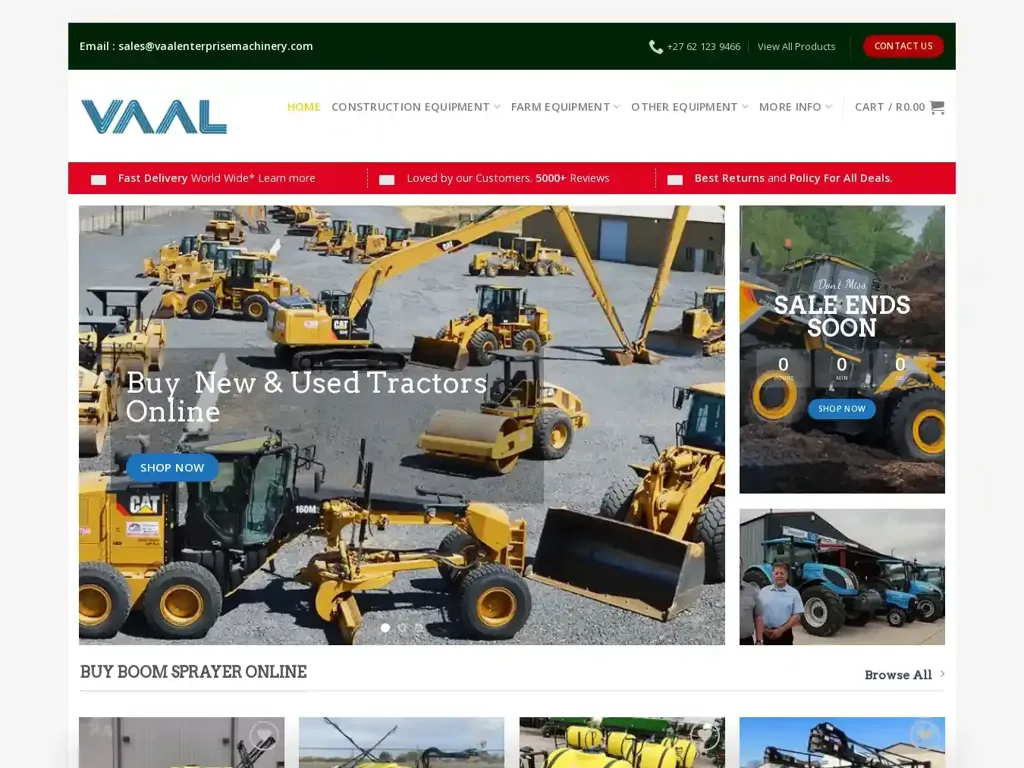 Screenshot of Vaalenterprisemachinery.com taken on Wednesday the 24th of July 2024