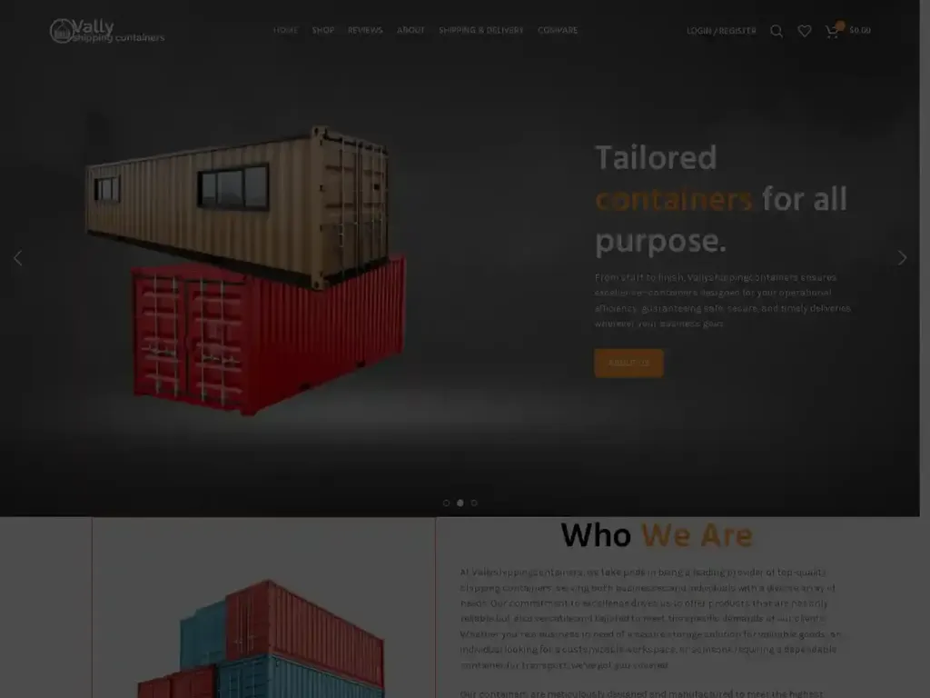 Screenshot of Vallyshippingcontainers.com taken on Wednesday the 28th of August 2024