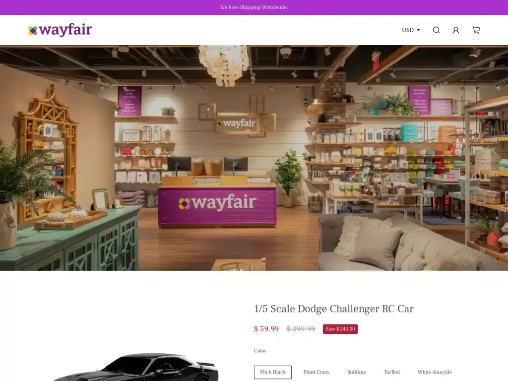 Screenshot of Wayfiaroutlet.shop taken on Monday the 30th of December 2024