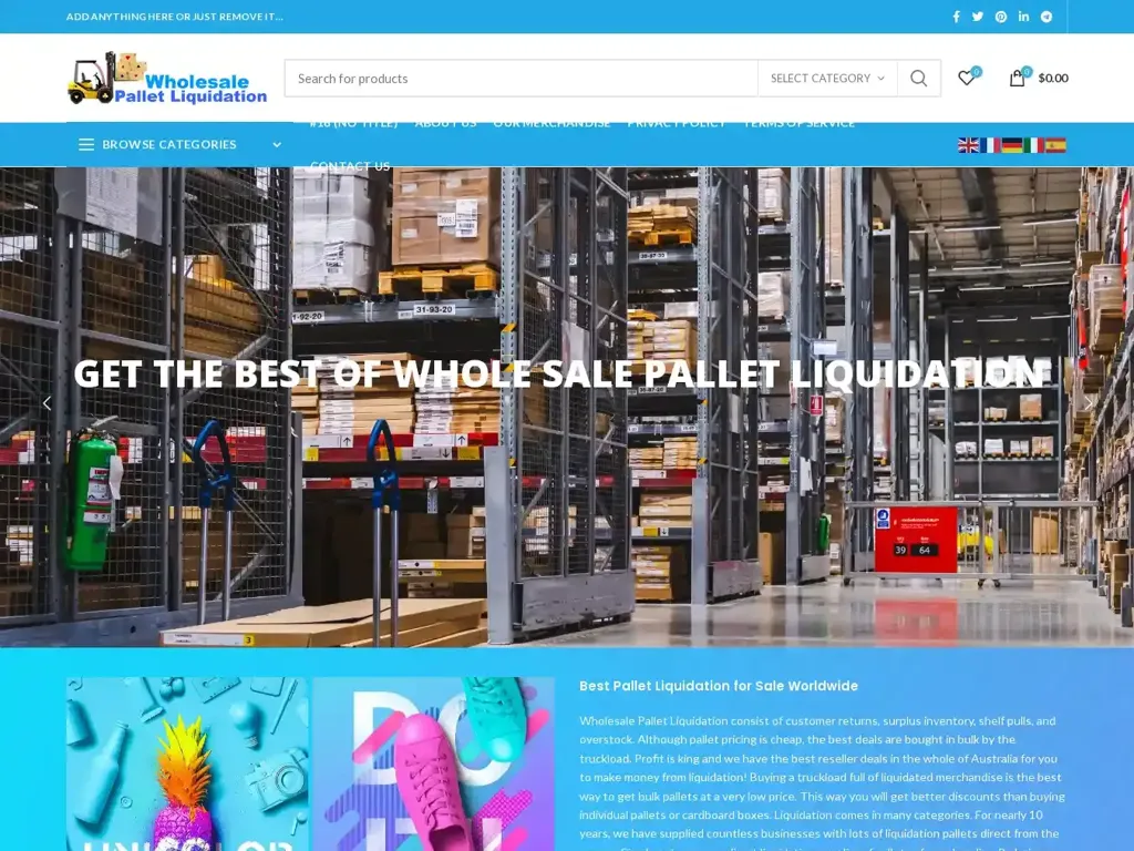 Screenshot of Wholesalepalletsliquidation.com taken on Wednesday the 7th of February 2024