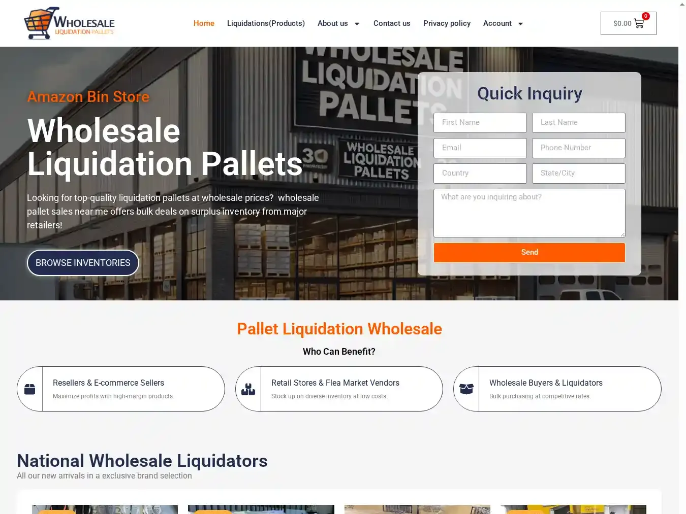 Wholesalesliquidationpallets.shop Fraudulent Liquidation website.