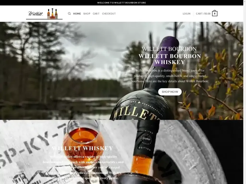 Screenshot of Willettbourbonwhiskey.com taken on Friday the 26th of July 2024