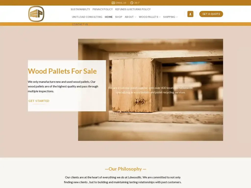 Screenshot of Woodpallets.shop taken on Sunday the 28th of January 2024