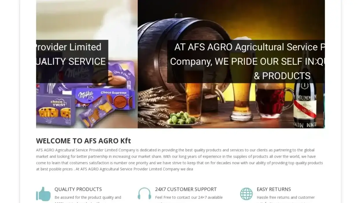 Screenshot of Non-Delivery scam website Afsagroserviceskft.com