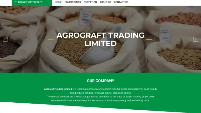 Screenshot of Commodity scam website Agrografttradingltd.com