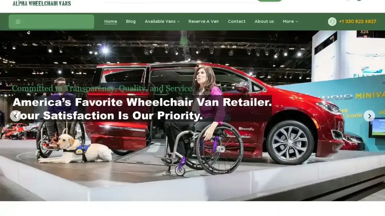 Screenshot of Automobile scam website Alphawheelchairvans.com