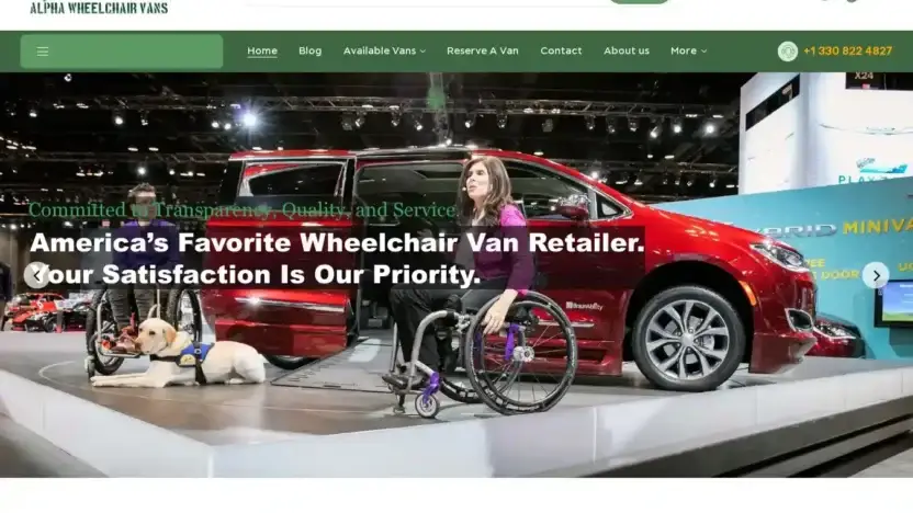 Screenshot of Automobile scam website Alphawheelchairvans.com