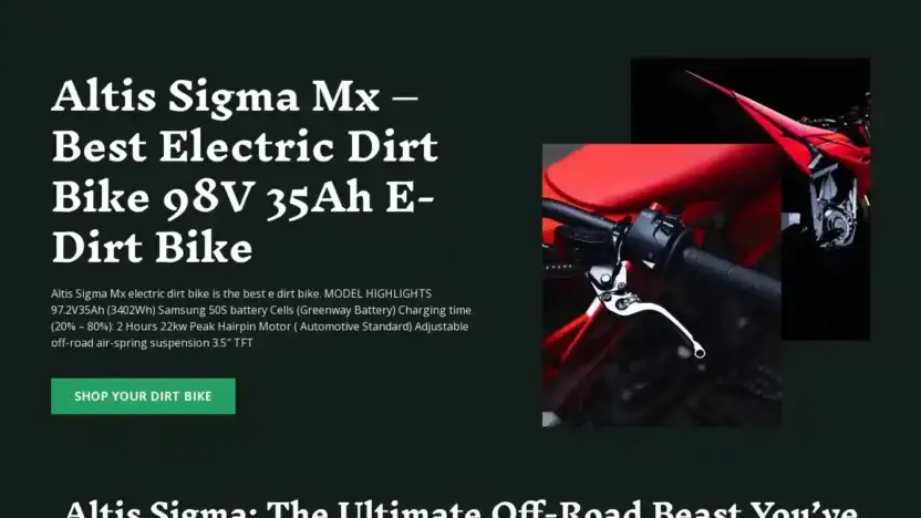 Screenshot of Non-Delivery scam website Altissigmaebike.com