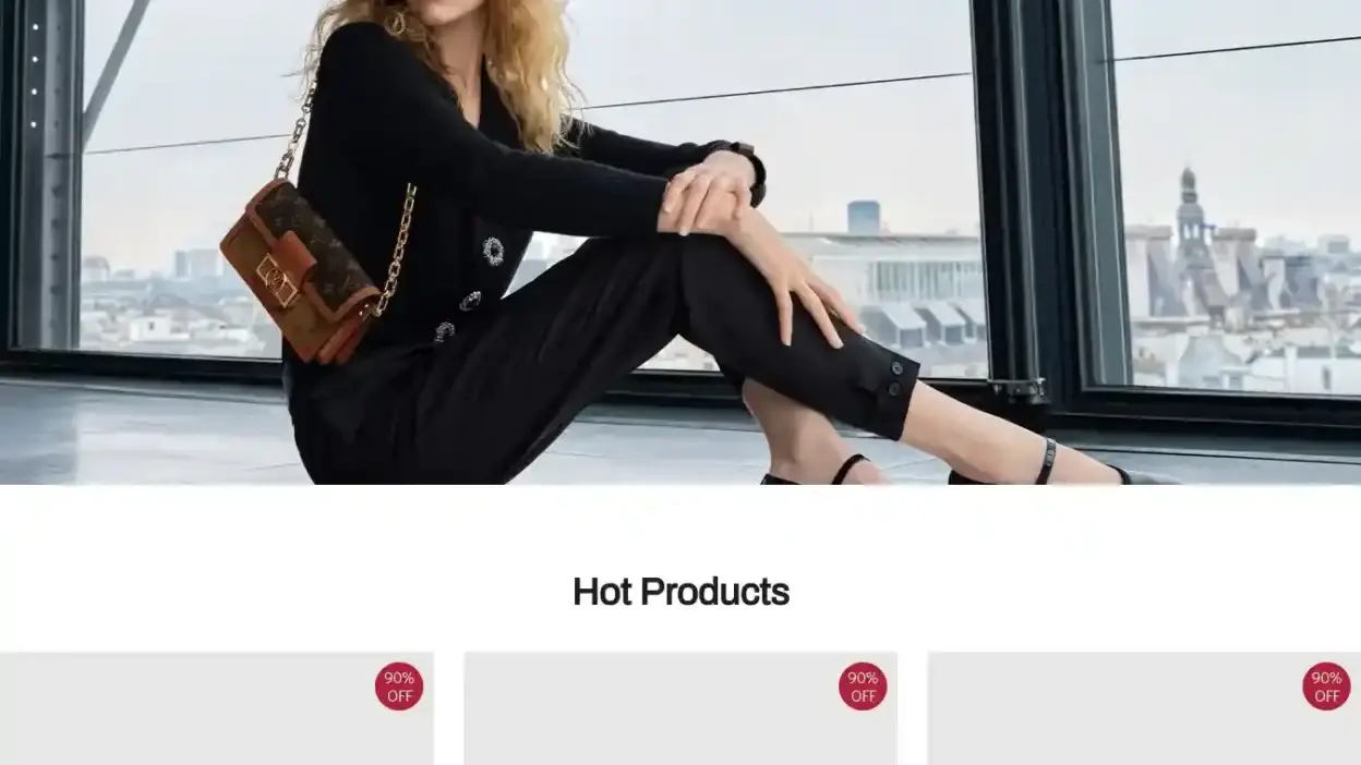 Screenshot of Fashion scam website Amceou.com