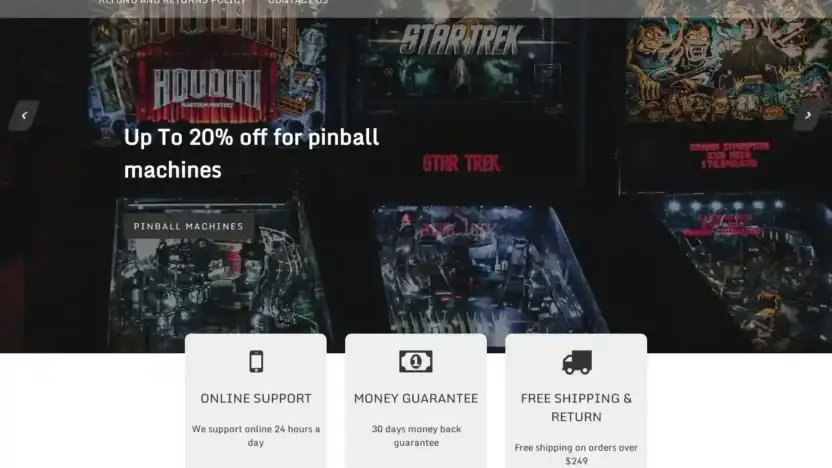Screenshot of Non-Delivery scam website Arcadegamesforall.com