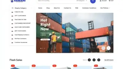 Screenshot of Container scam website Armanicontainergroup.com