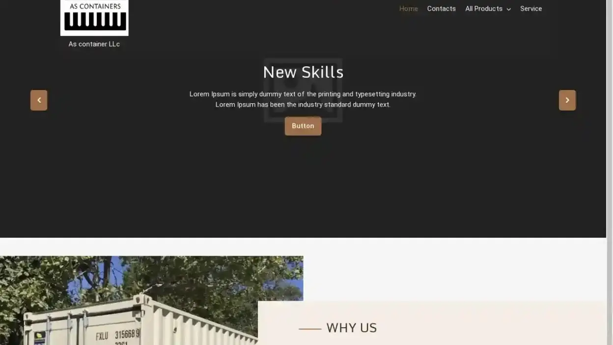 Screenshot of Container scam website Ascontainersllc.com
