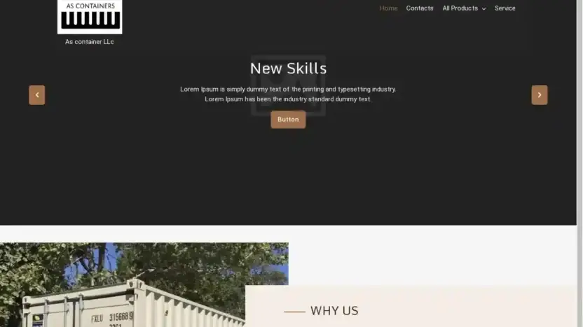 Screenshot of Container scam website Ascontainersllc.com