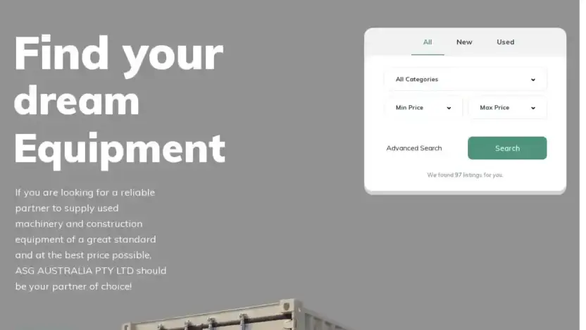 Screenshot of Container scam website Asgaustralia.com