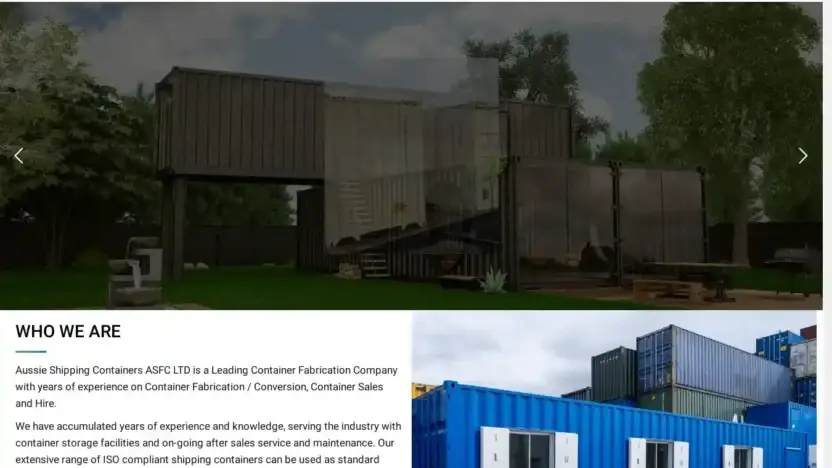 Screenshot of Container scam website Aussieshippingcontainersltd.com