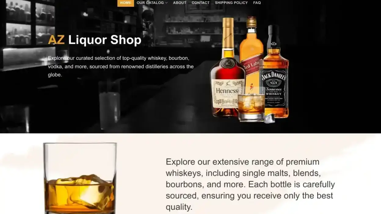 Screenshot of Whisky scam website Azliquorshop.com