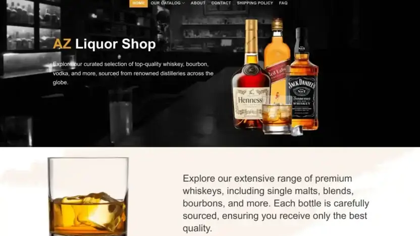 Screenshot of Whisky scam website Azliquorshop.com