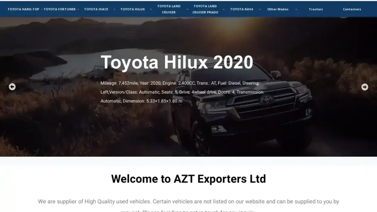 Screenshot of Non-Delivery scam website Aztexportersltd.com