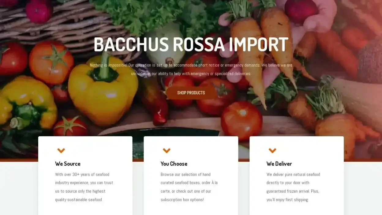 Screenshot of Non-Delivery scam website Bacchusrossaimport.com