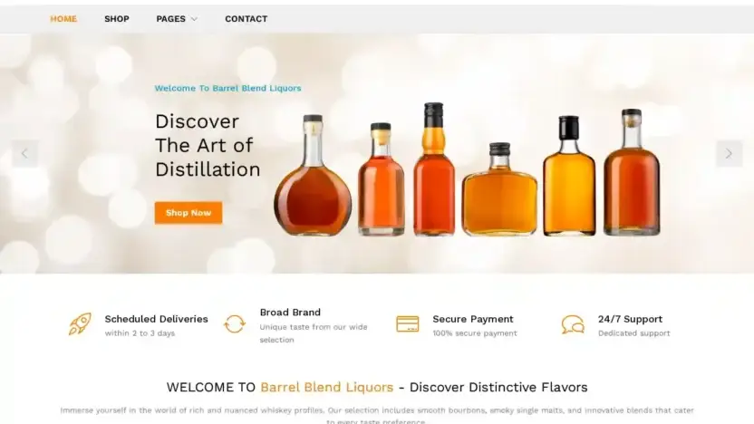 Screenshot of Whisky scam website Barrelblendliquors.com