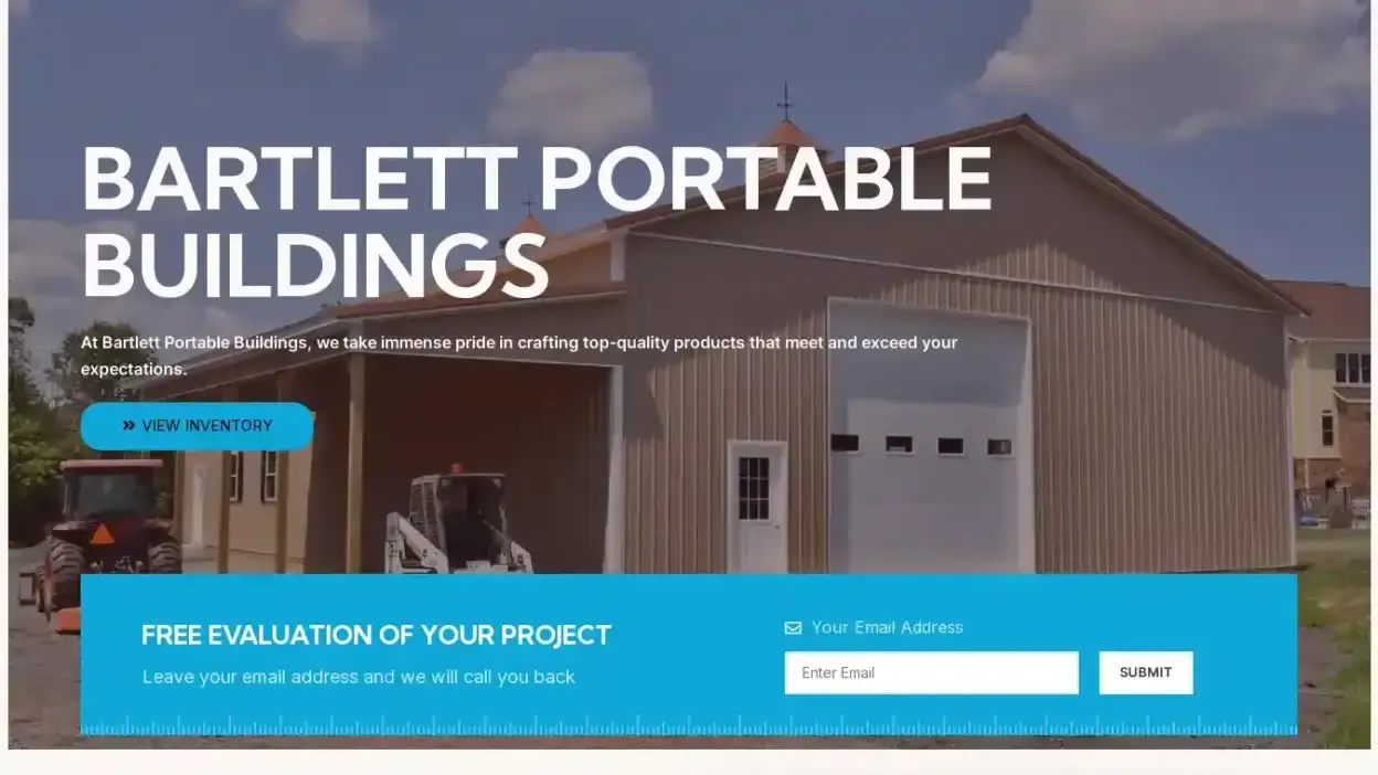 Screenshot of Container scam website Bartlettportablebuildings.com