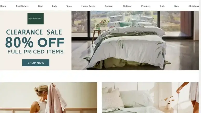 Screenshot of Non-Delivery scam website Bedbathntableshop.shop