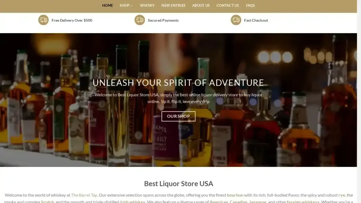 Screenshot of Whisky scam website Bestliquorstoreusa.com