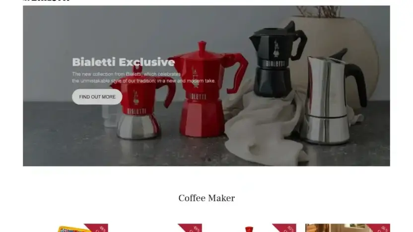 Screenshot of Non-Delivery scam website Bialetticoffee.shop